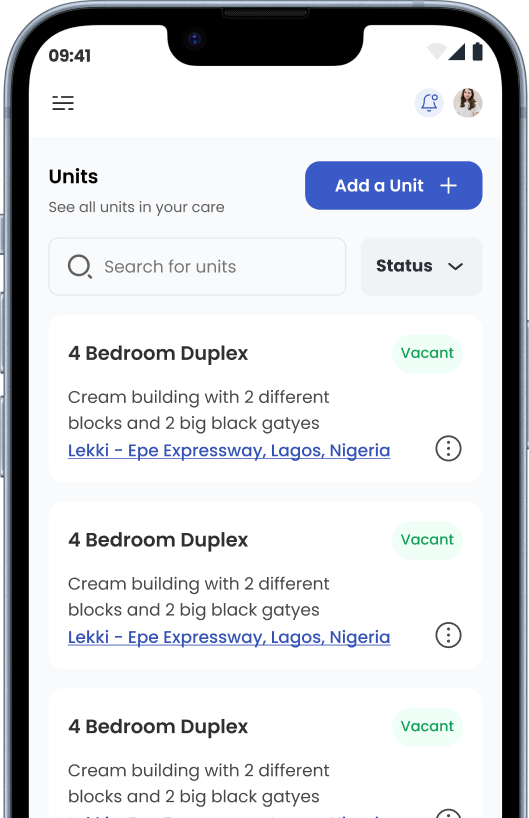 Mobile property manager dashboard